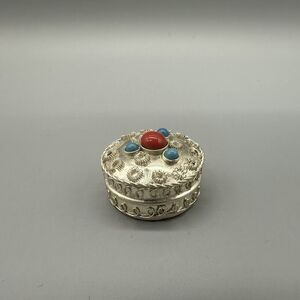 Tibetian Style Trinket Jewelry Pill Box